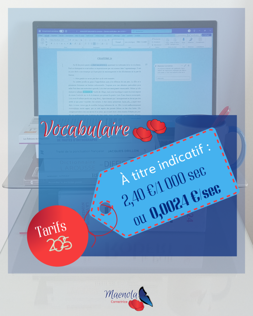 Formule vocabulaire : 2,40€/1000 sec. Tarifs 2025